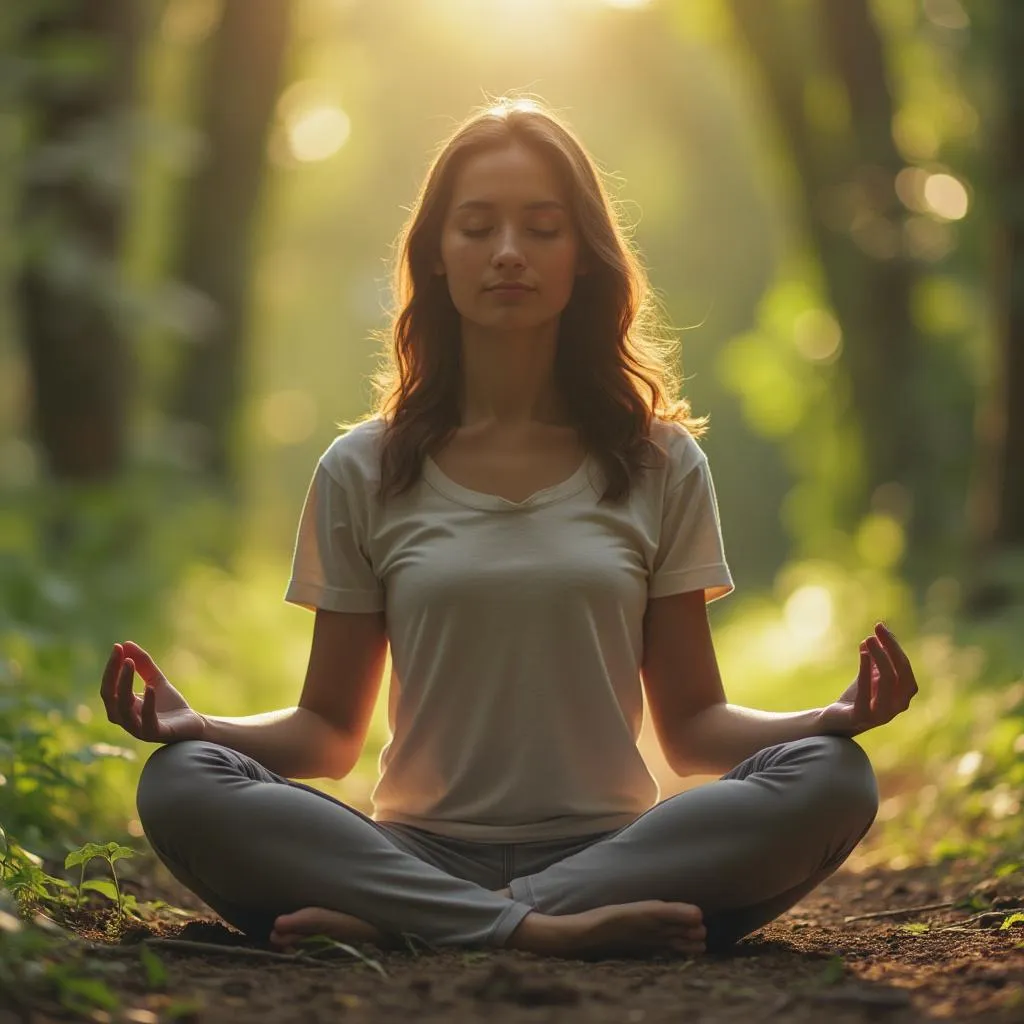 Personne en méditation pratiquant la pleine conscience