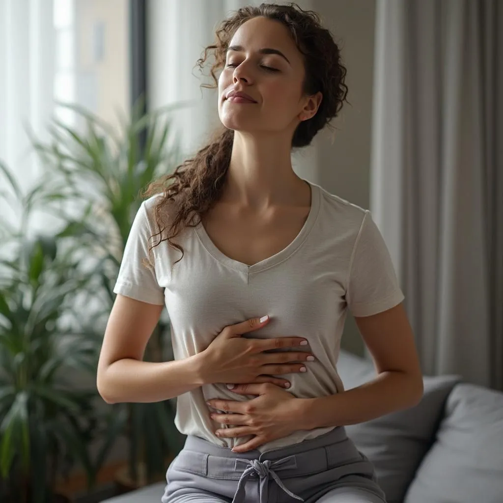 Personne pratiquant des techniques de respiration pour gérer le stress